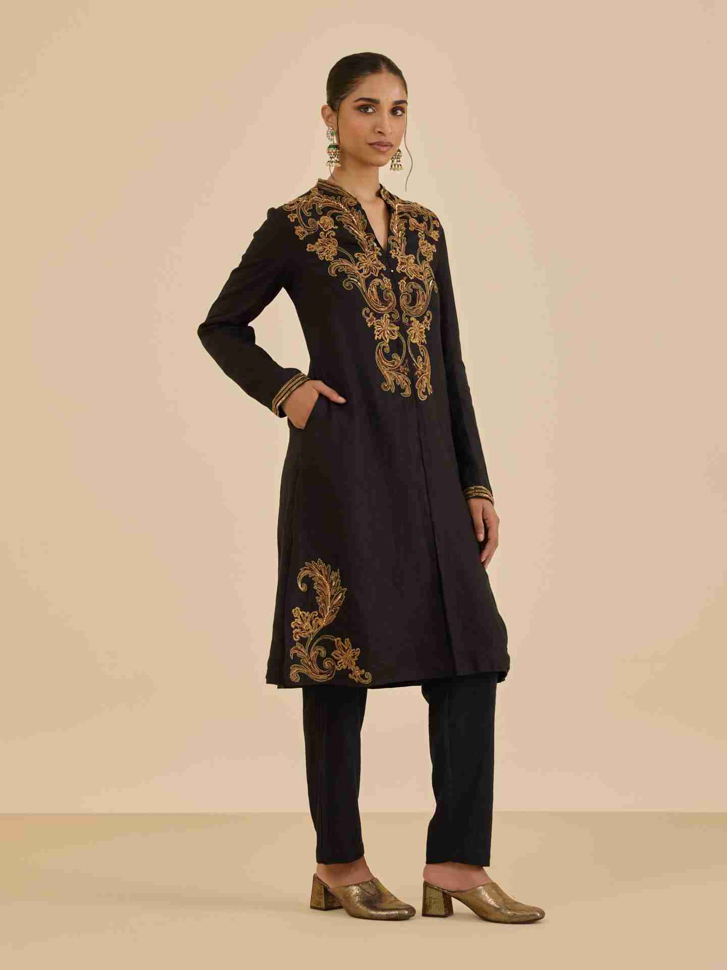 Black Chaitali-Anatomy Kurta Set