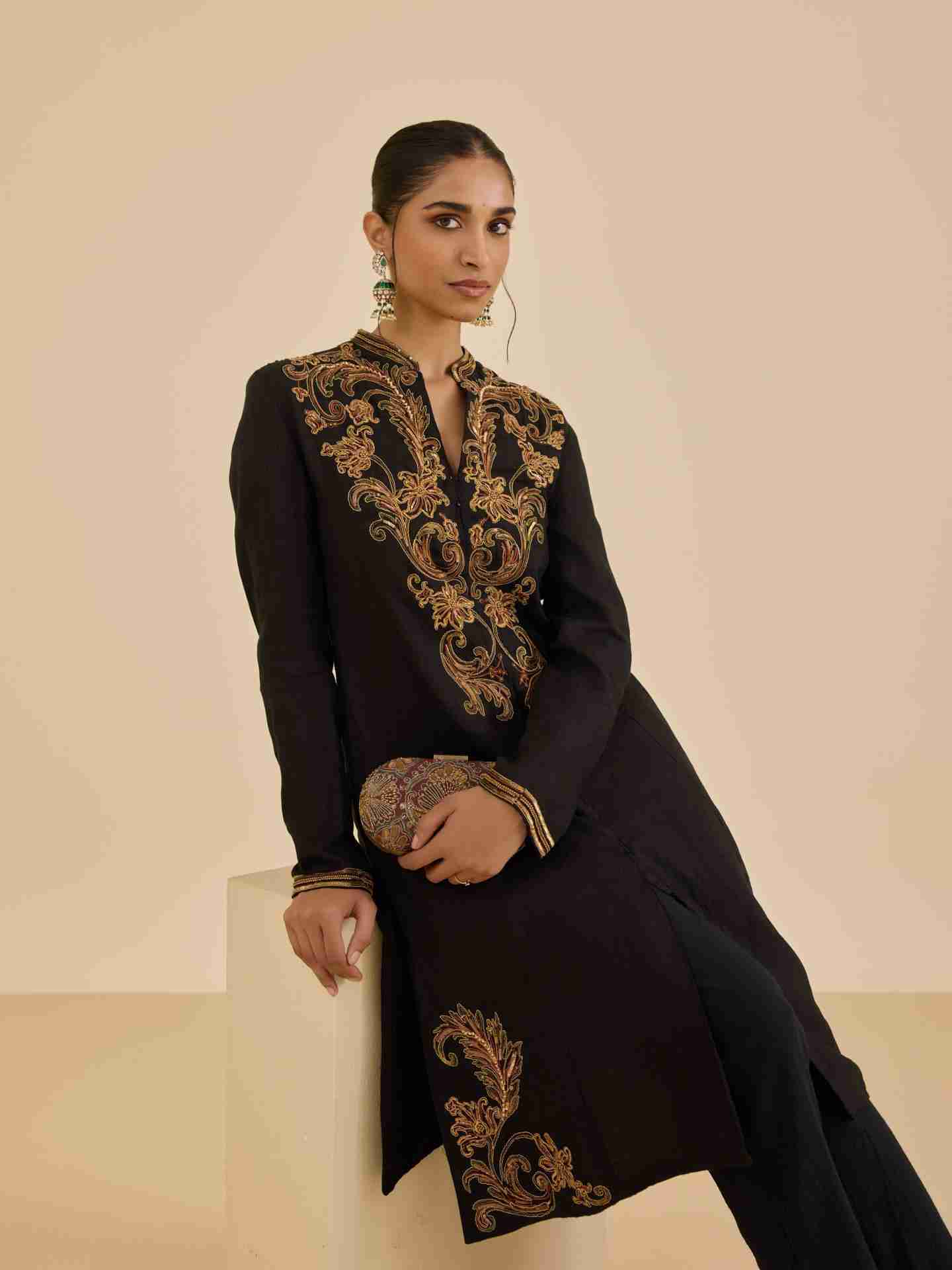 Black Chaitali-Anatomy Kurta Set
