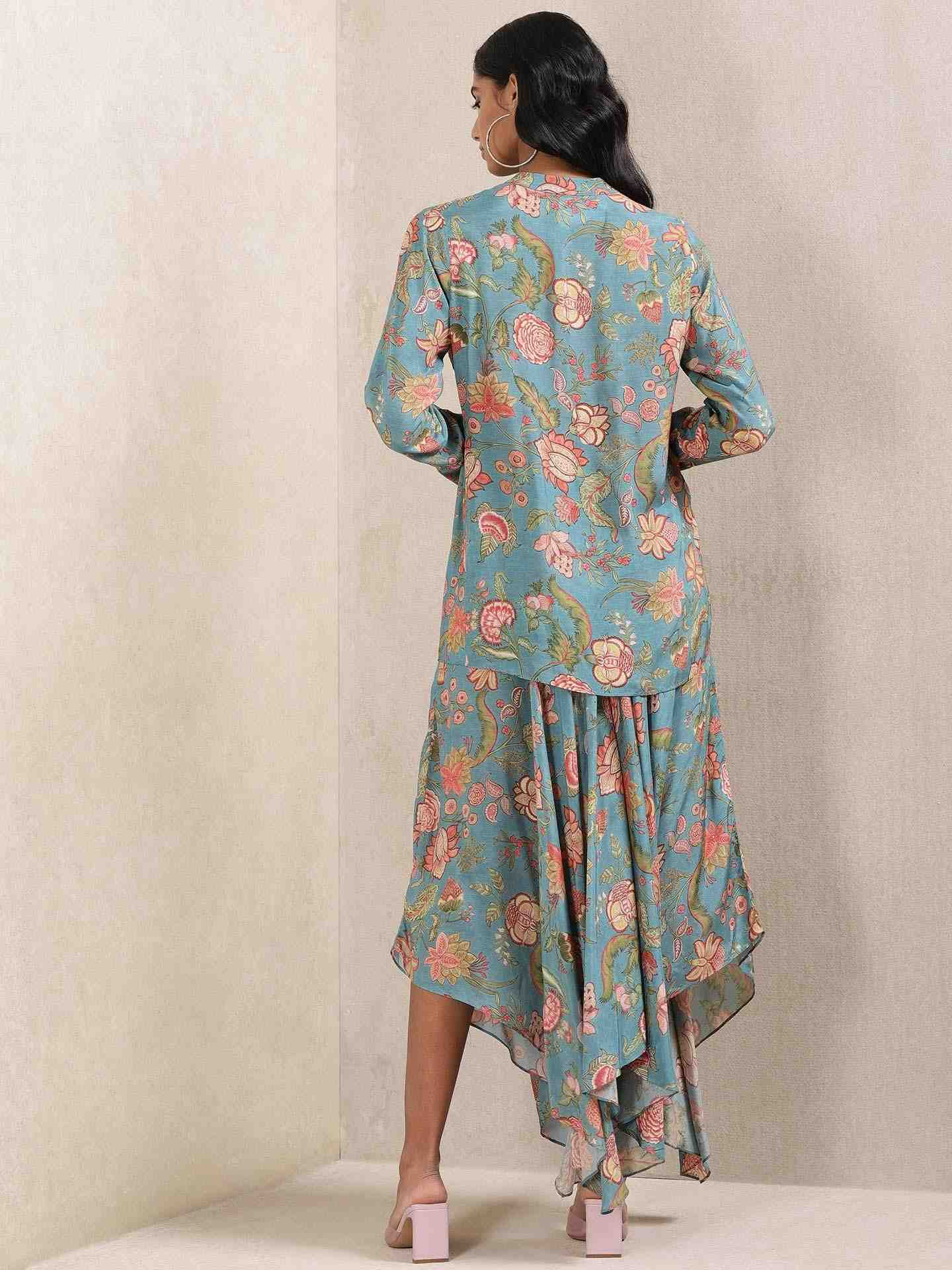 Teal Kesar Co-Ord Set