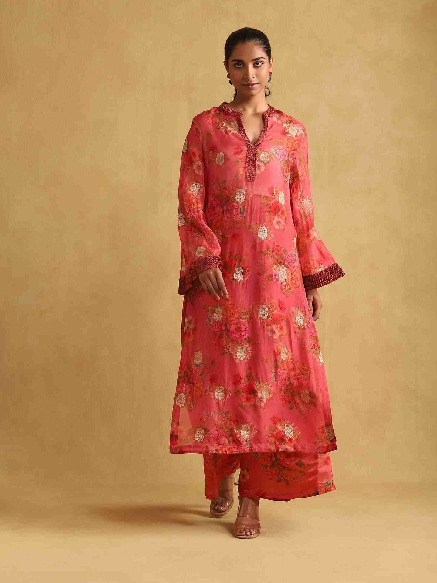 Coral Eden Kurta Set