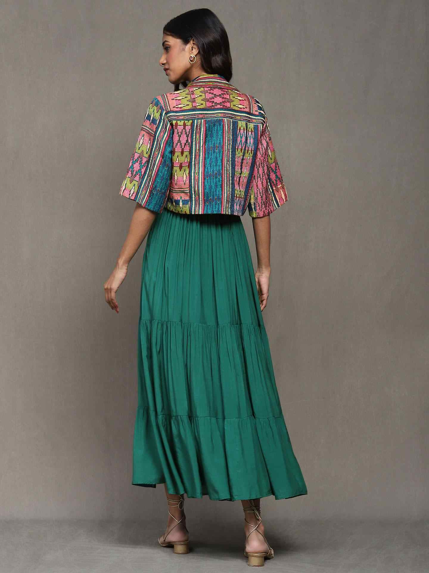 Teal Ikkat Stripe Dress