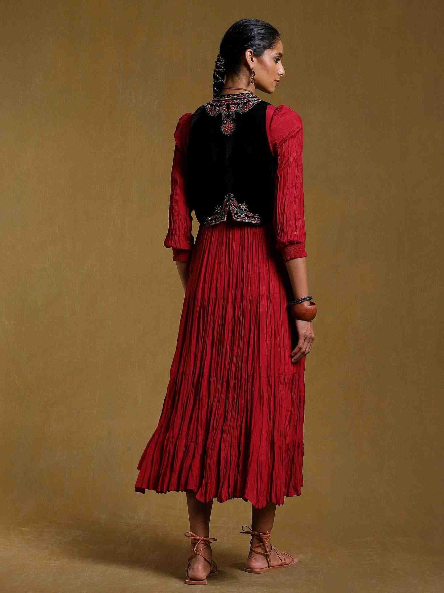 Burgundy Sarasa Solid Kurta Set