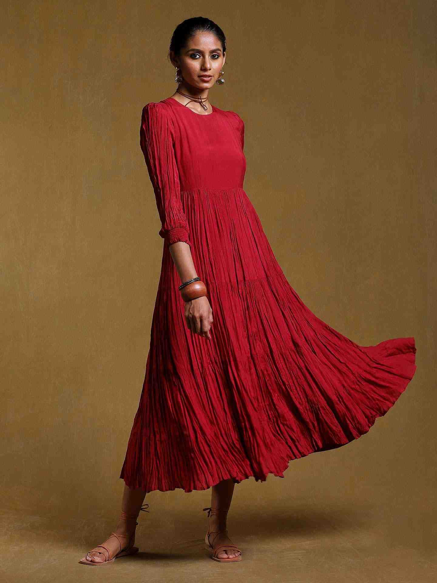 Burgundy Sarasa Solid Kurta Set