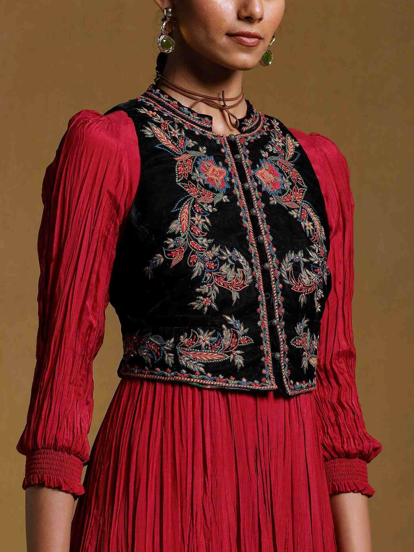 Burgundy Sarasa Solid Kurta Set