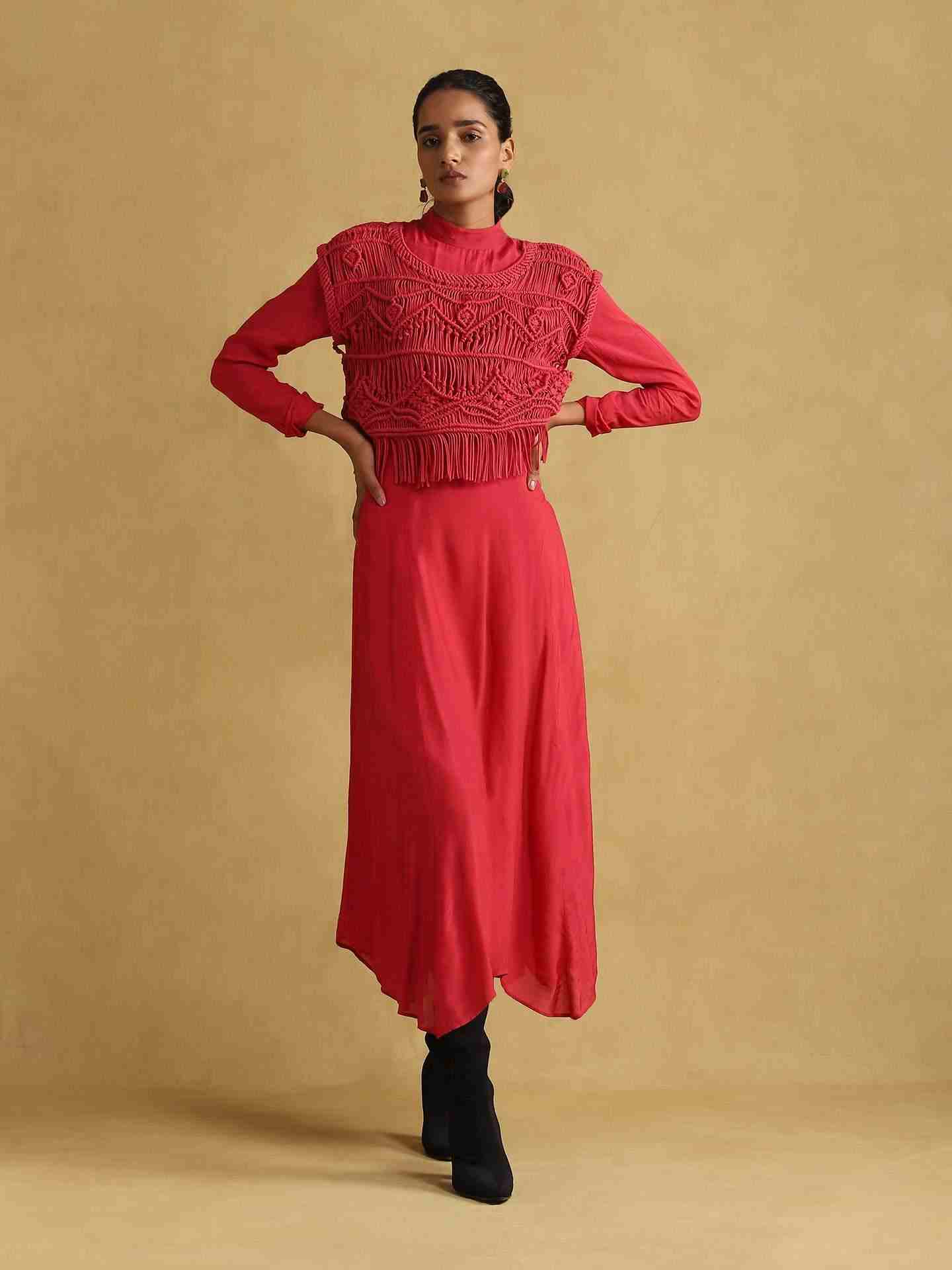 Fuschia Macrame Dress