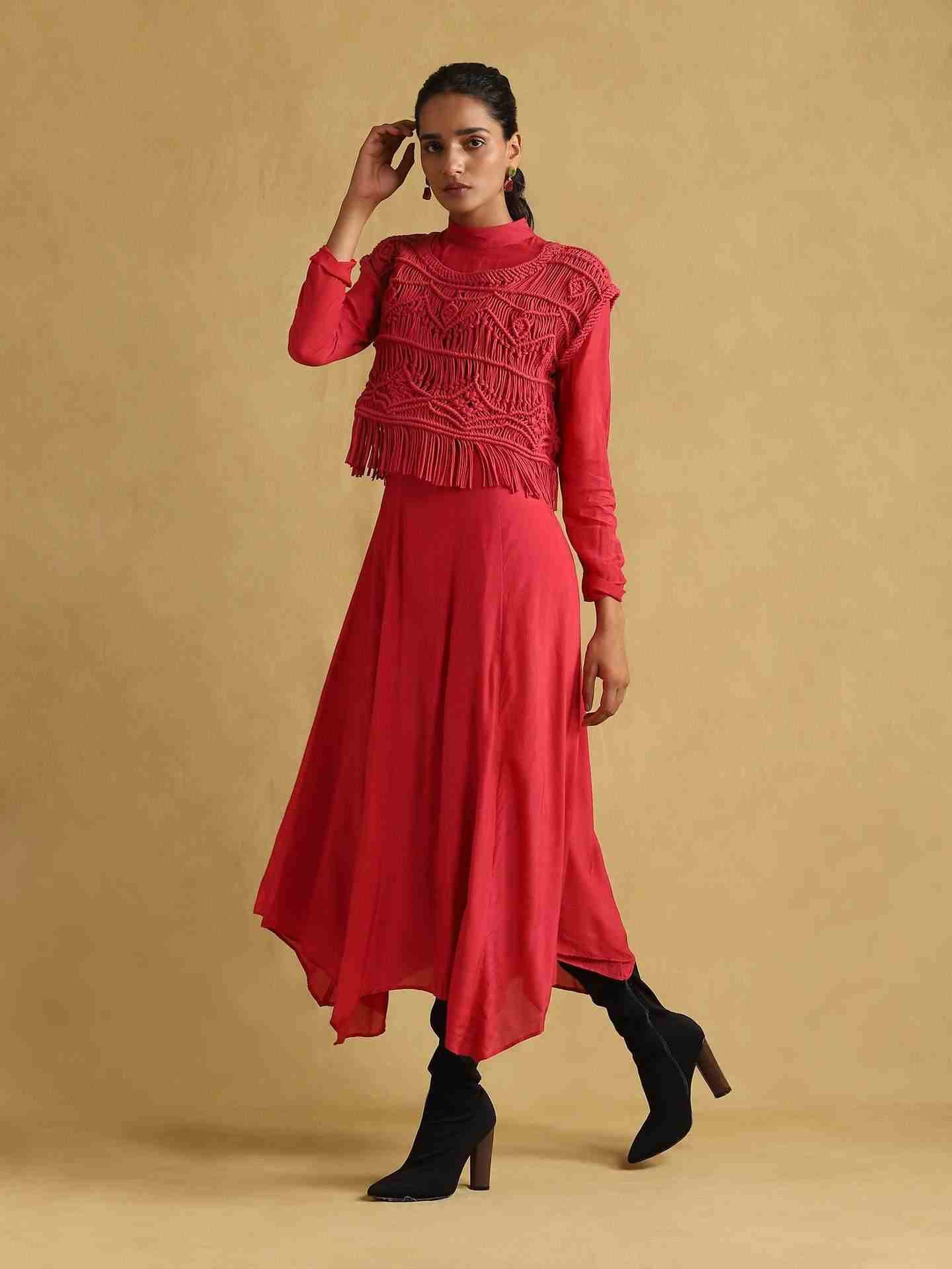 Fuschia Macrame Dress