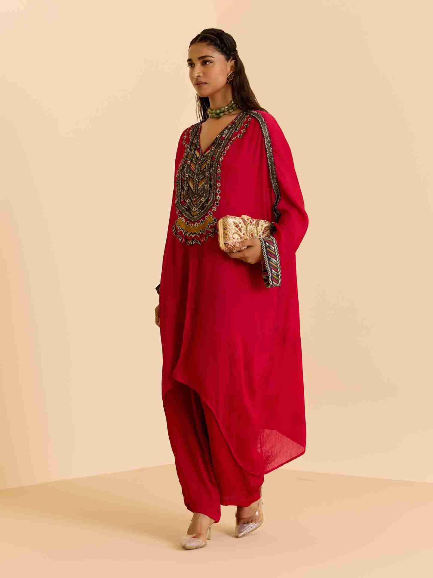 Red Wallem Kurta Set