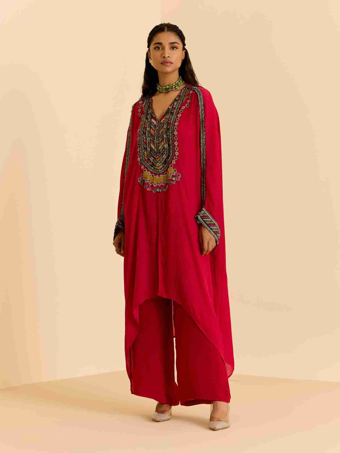 Red Wallem Kurta Set