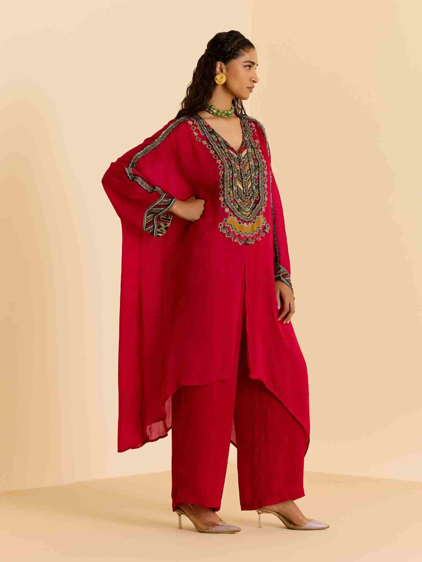 Red Wallem Kurta Set