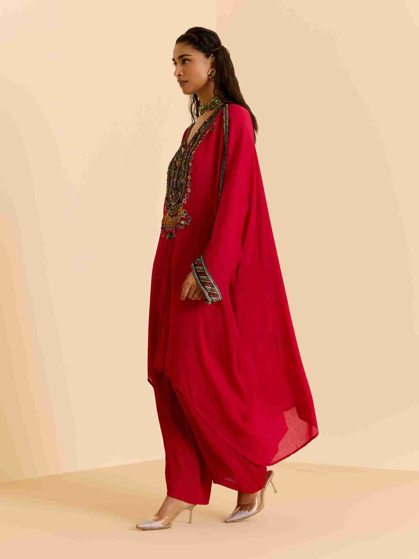 Red Wallem Kurta Set