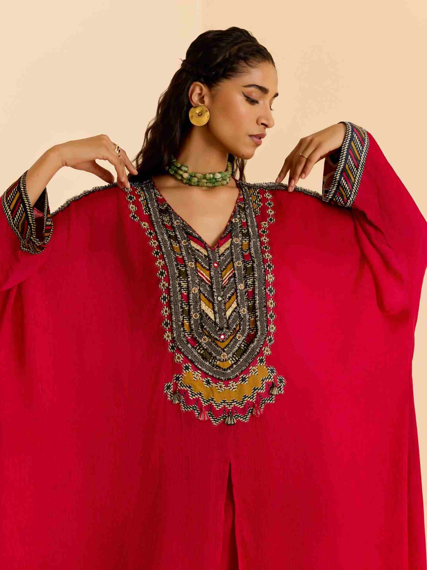 Red Wallem Kurta Set