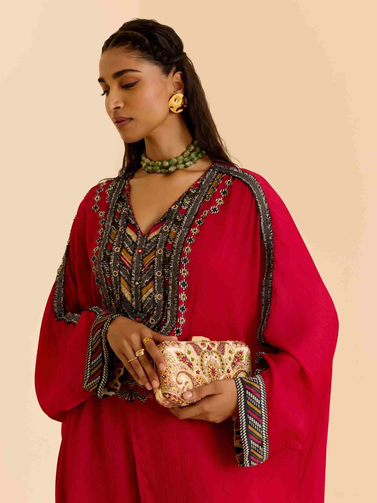 Red Wallem Kurta Set