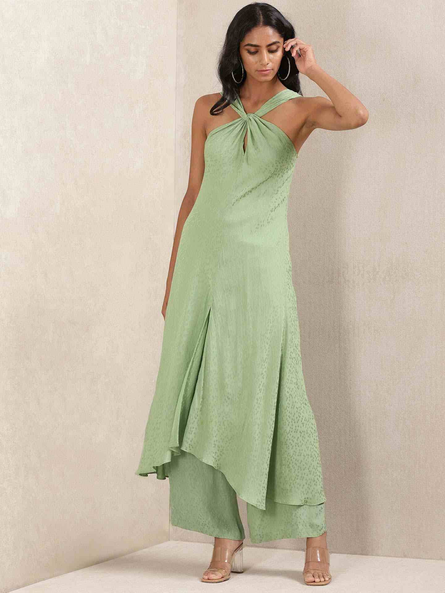 Green Crystal Kurta Set