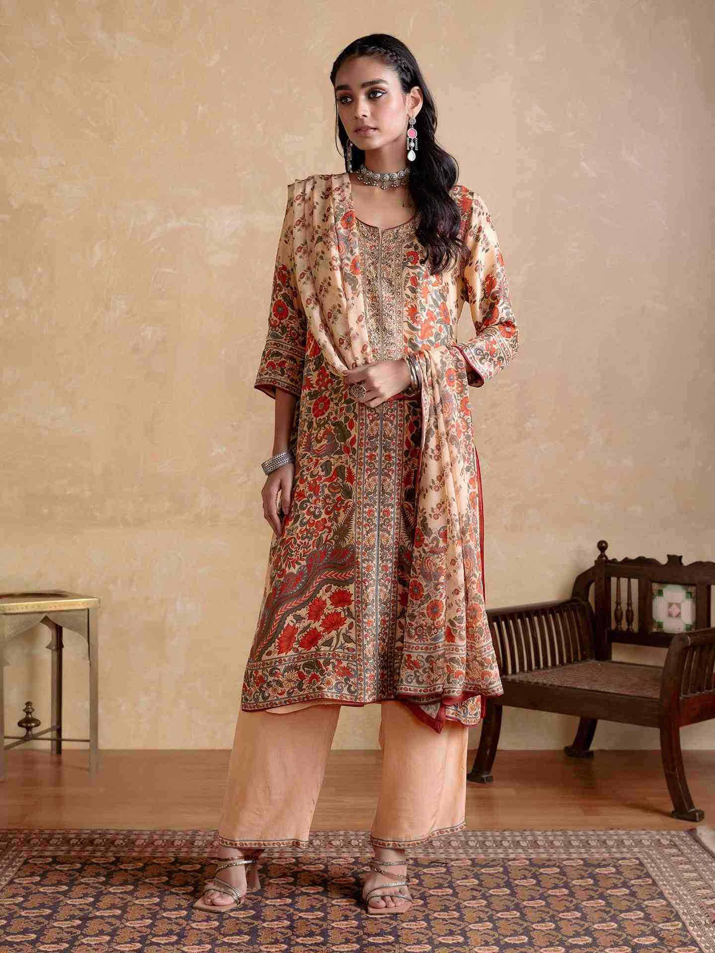 Beige Blossom Suit Set