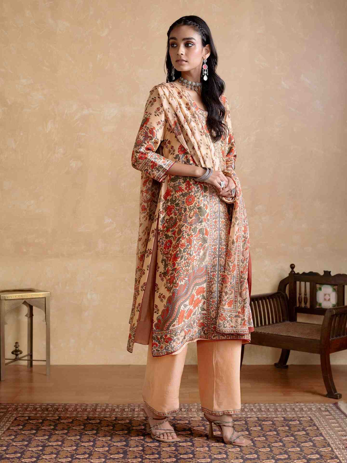 Beige Blossom Suit Set