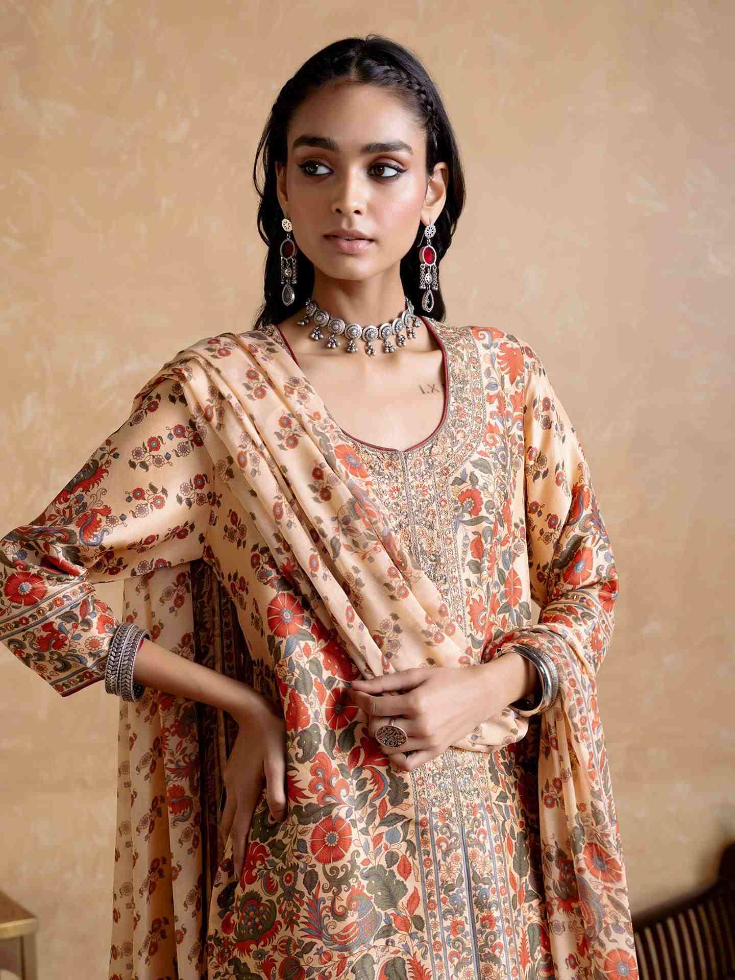 Beige Blossom Suit Set