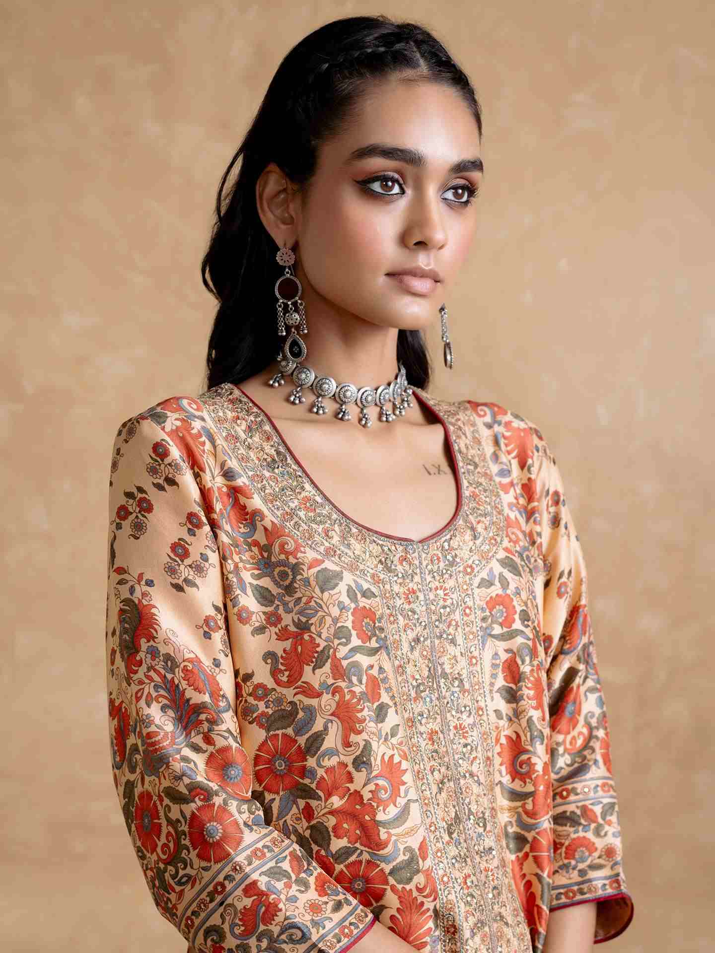 Beige Blossom Suit Set