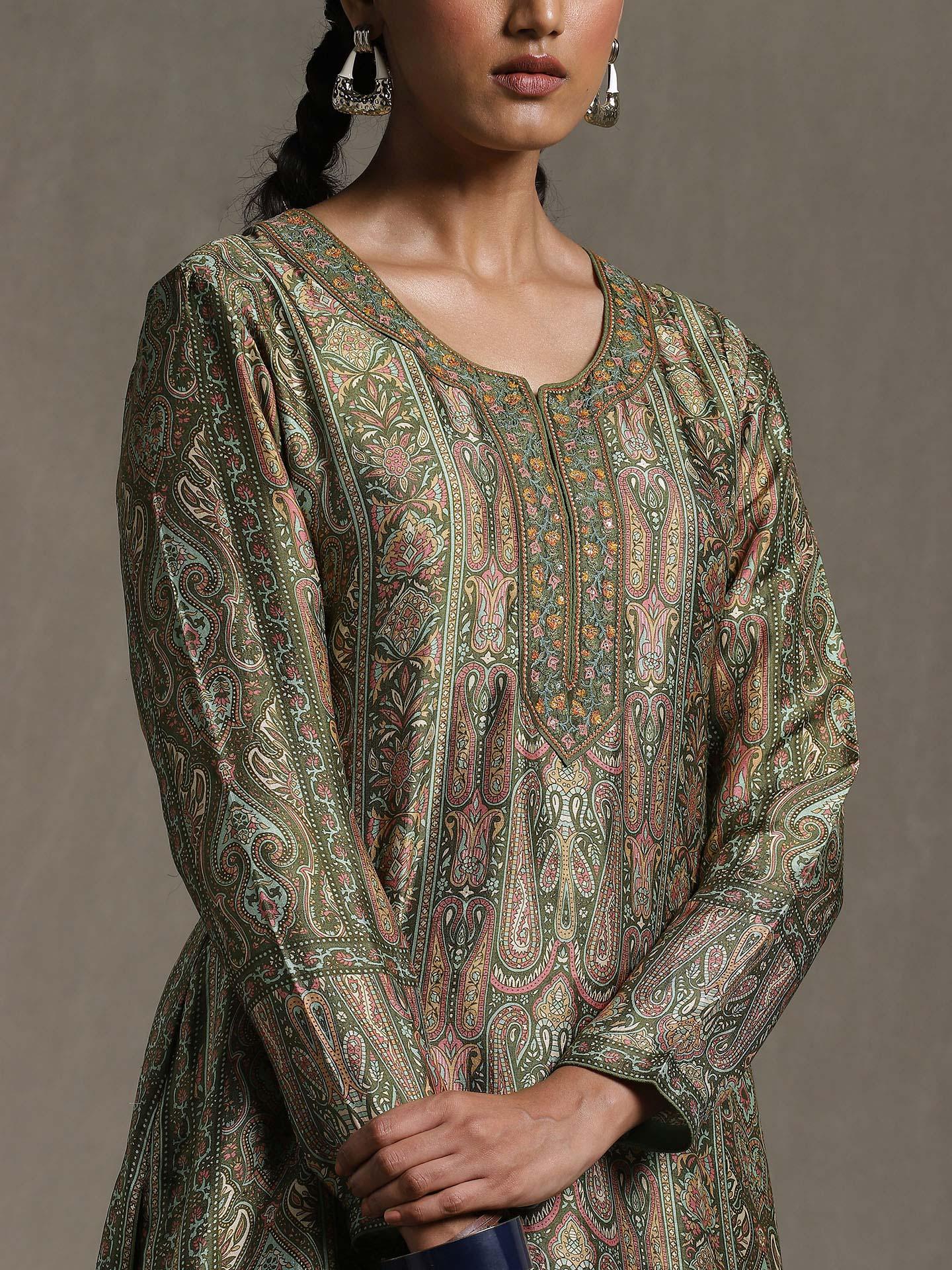 Olive & Beige Shereen Suit Set