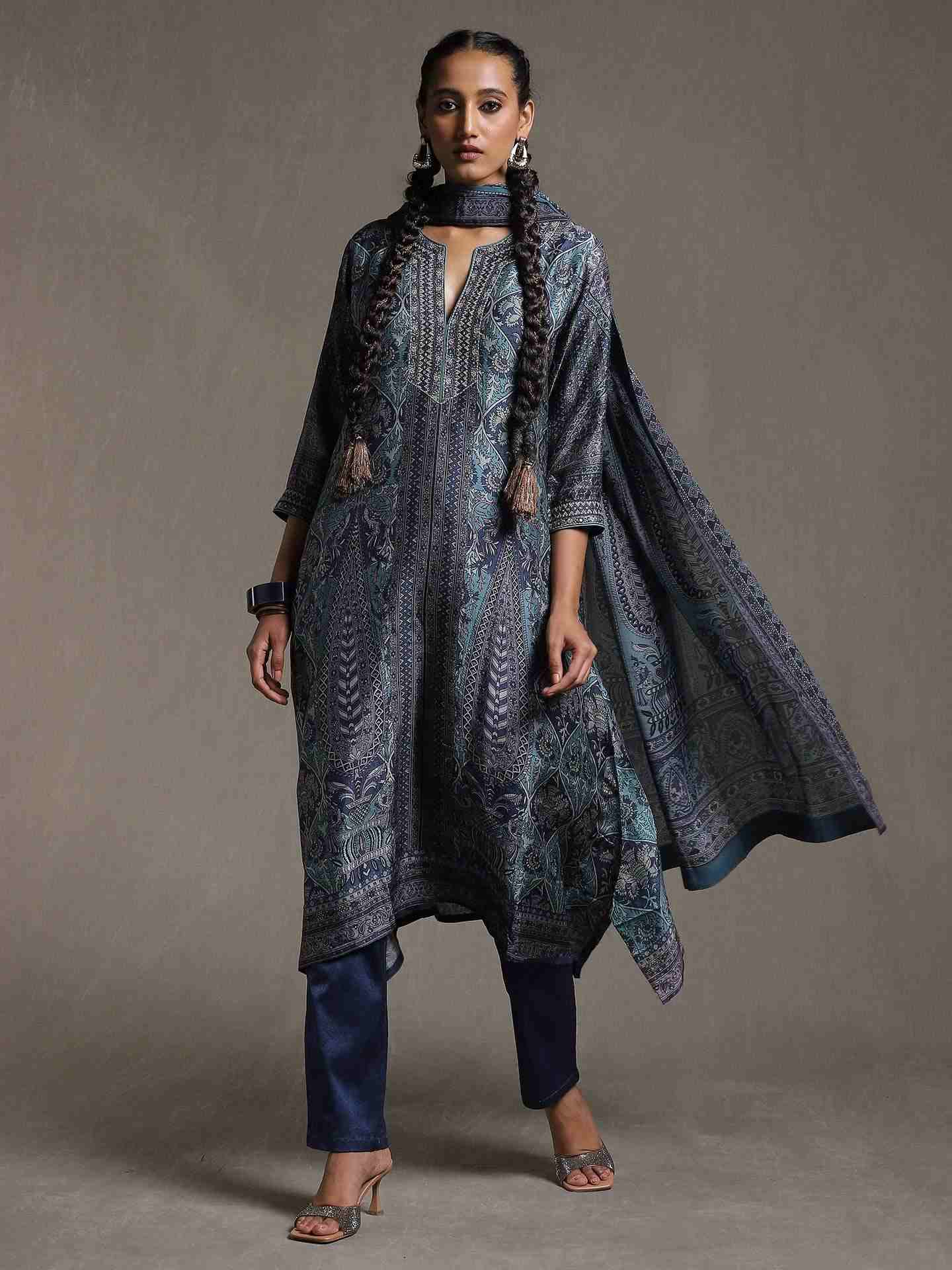 Blue Kulha Suit Set