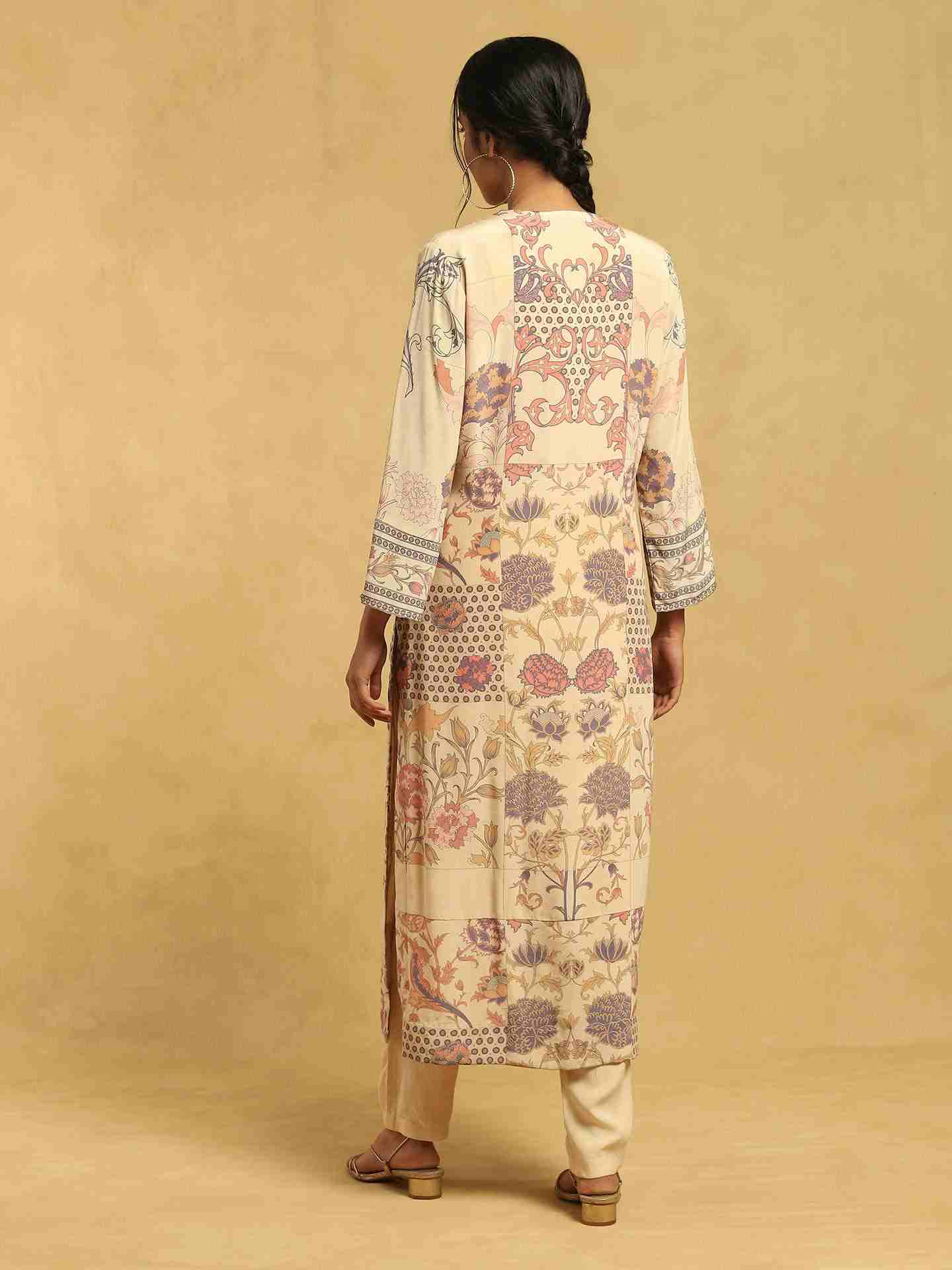 Ecru Calico Crepe Suit Set