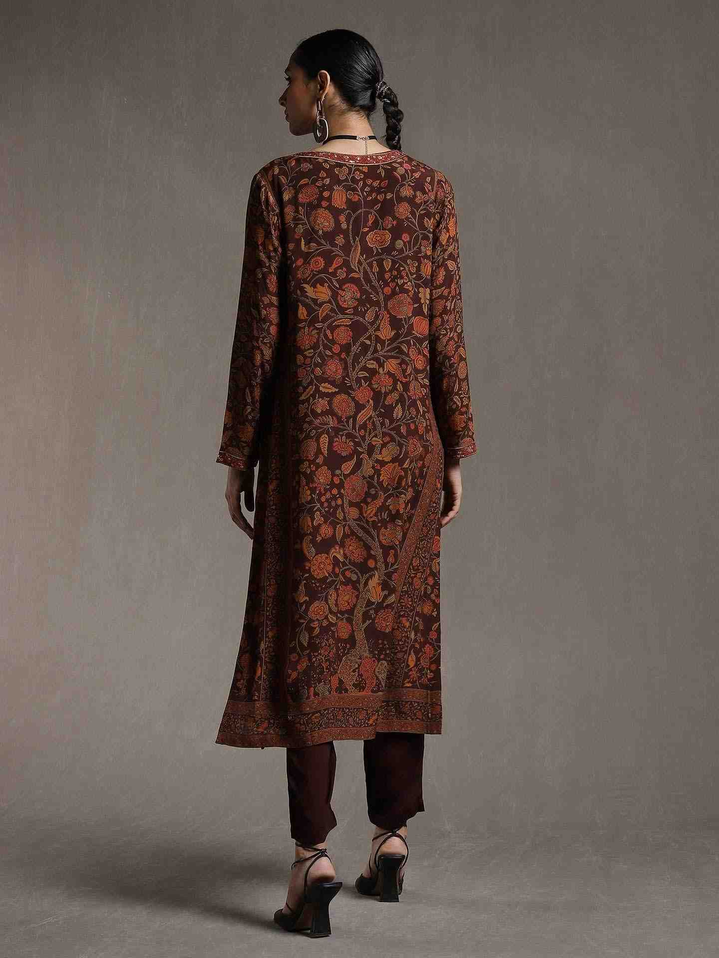 Brown & Rust Gaach Crepe Suit Set