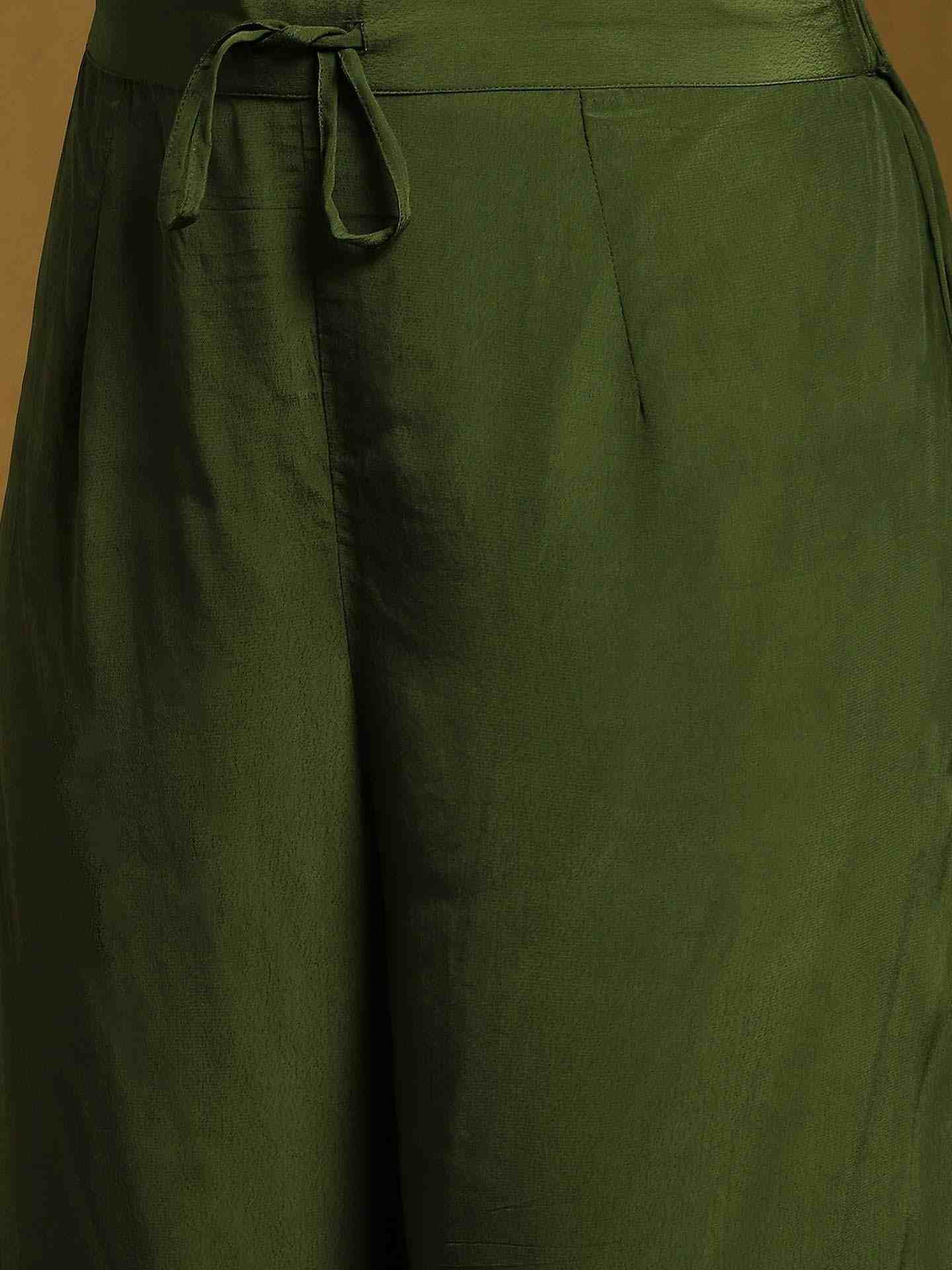 Green Rukmini Crepe Suit Set