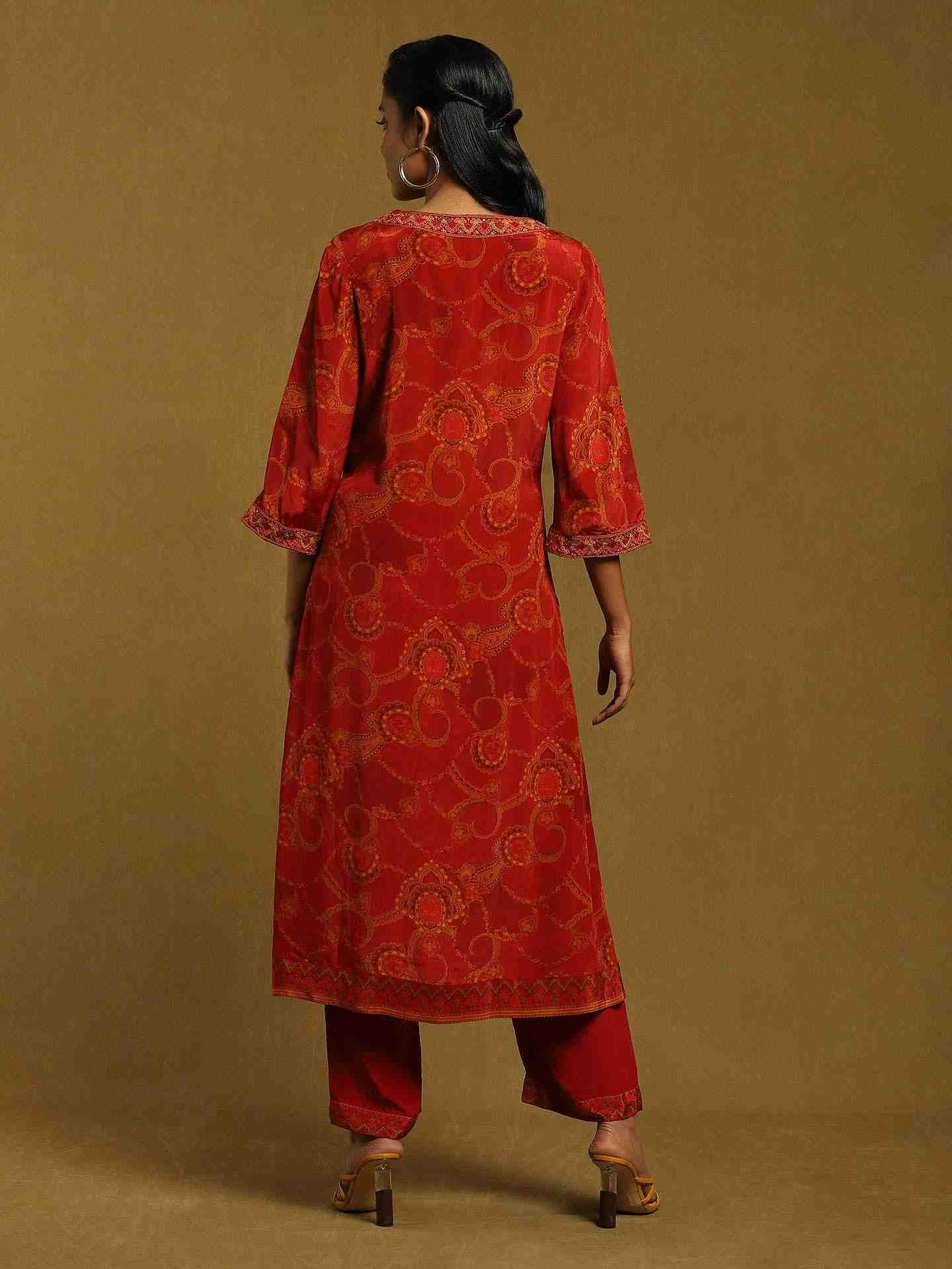 Rust Rukmini Crepe Suit Set