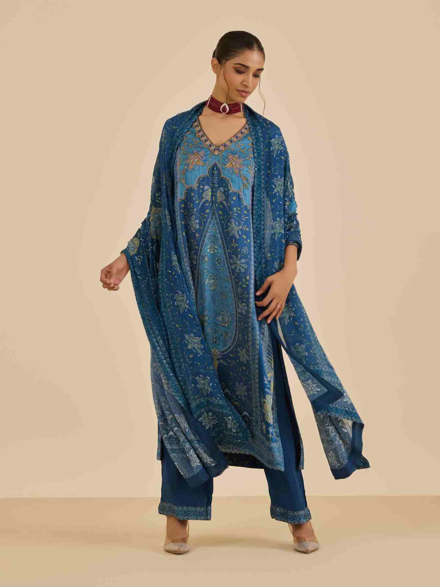 Blue Turquoise Apsara Suit Set