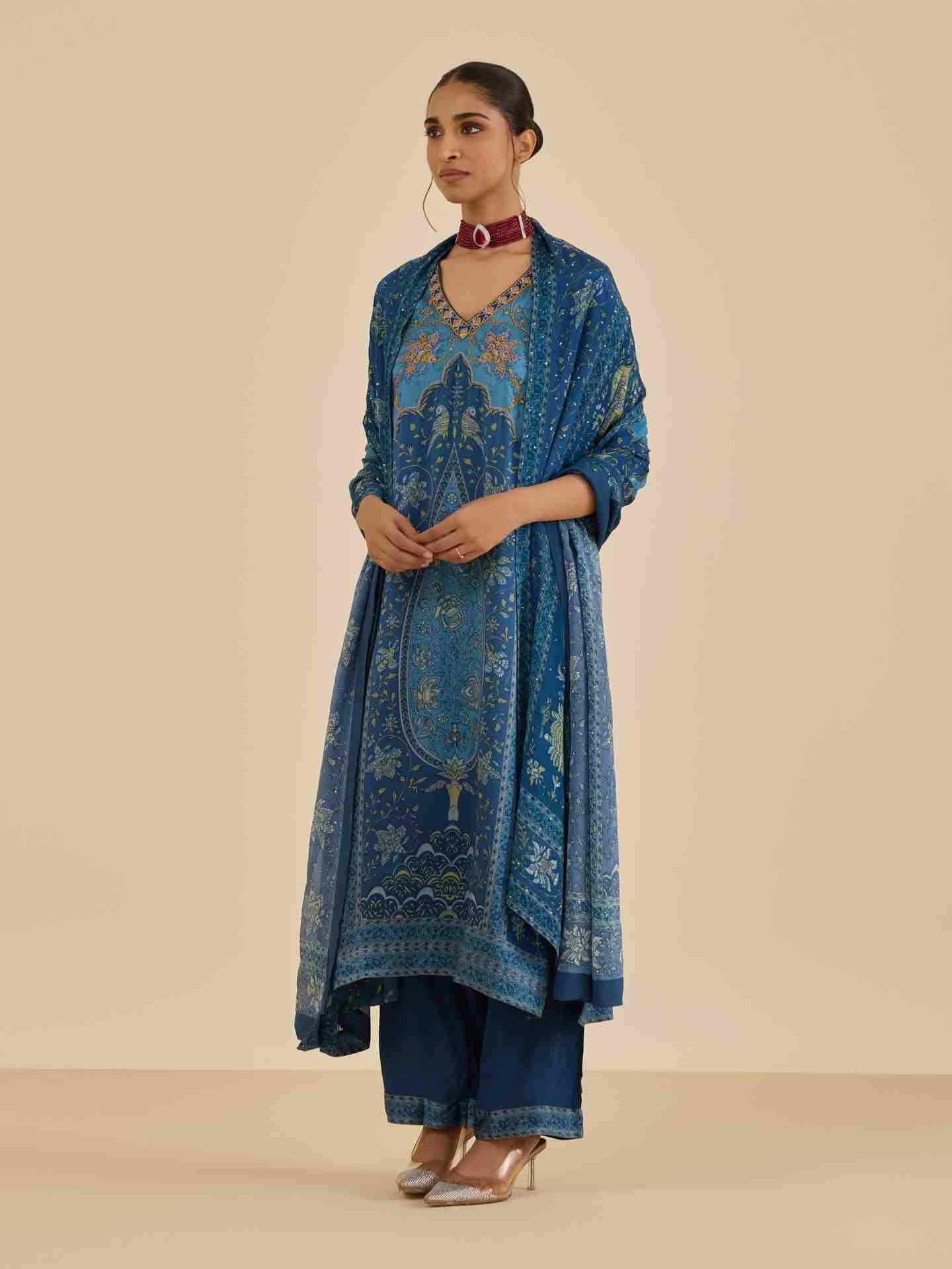 Blue Turquoise Apsara Suit Set