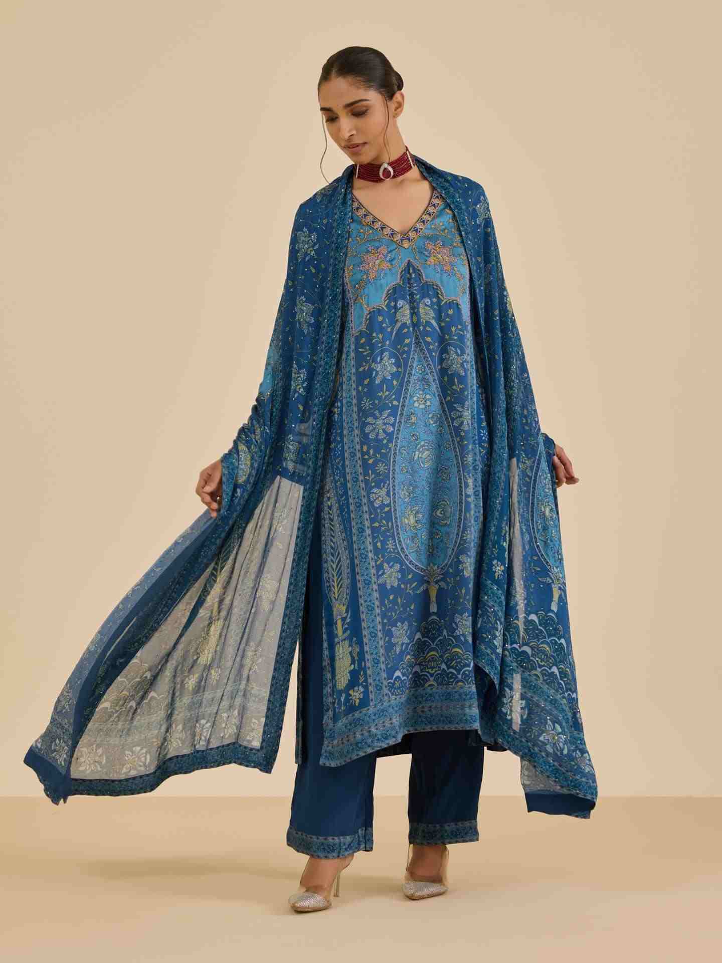 Blue Turquoise Apsara Suit Set