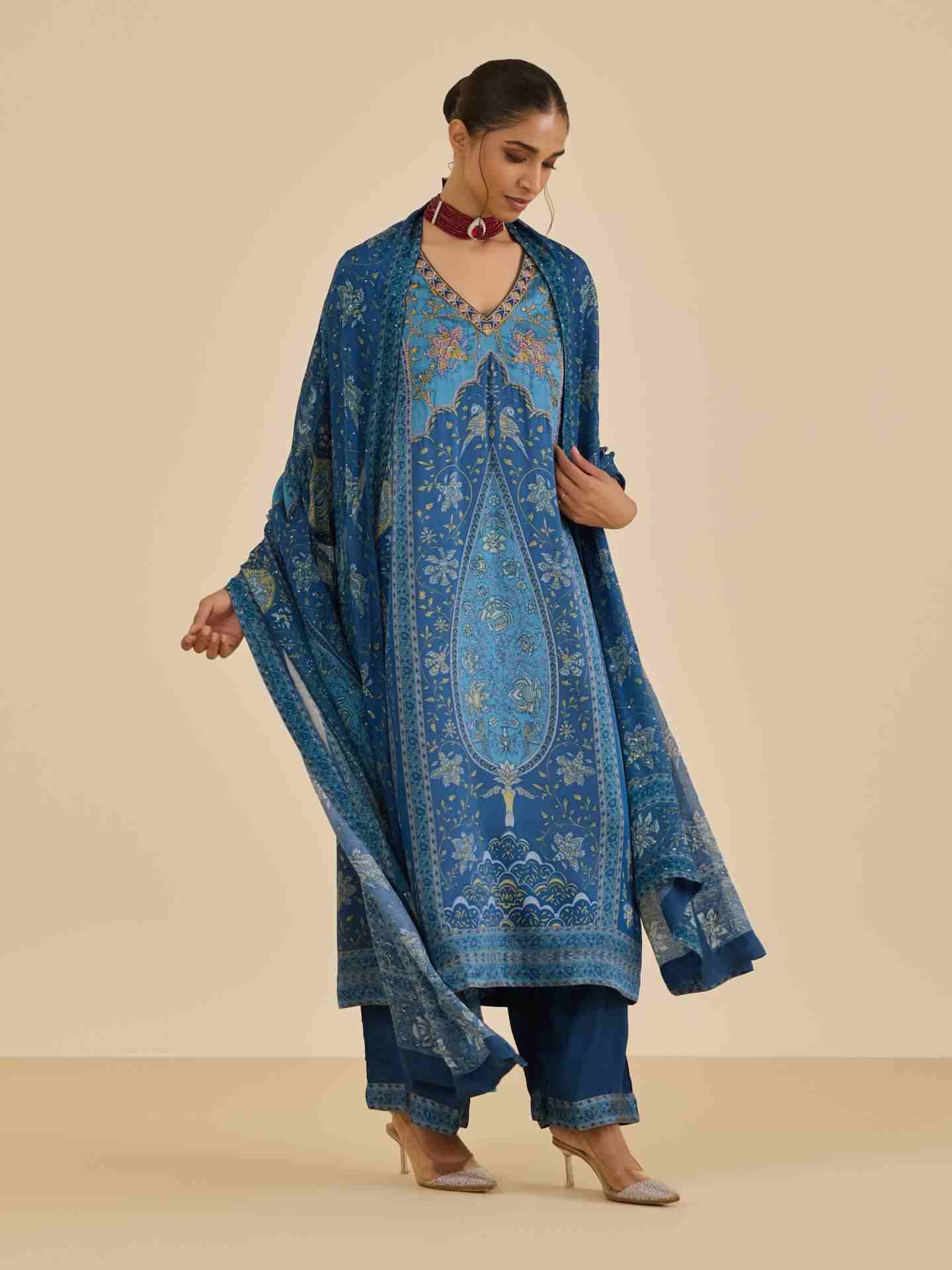 Blue Turquoise Apsara Suit Set