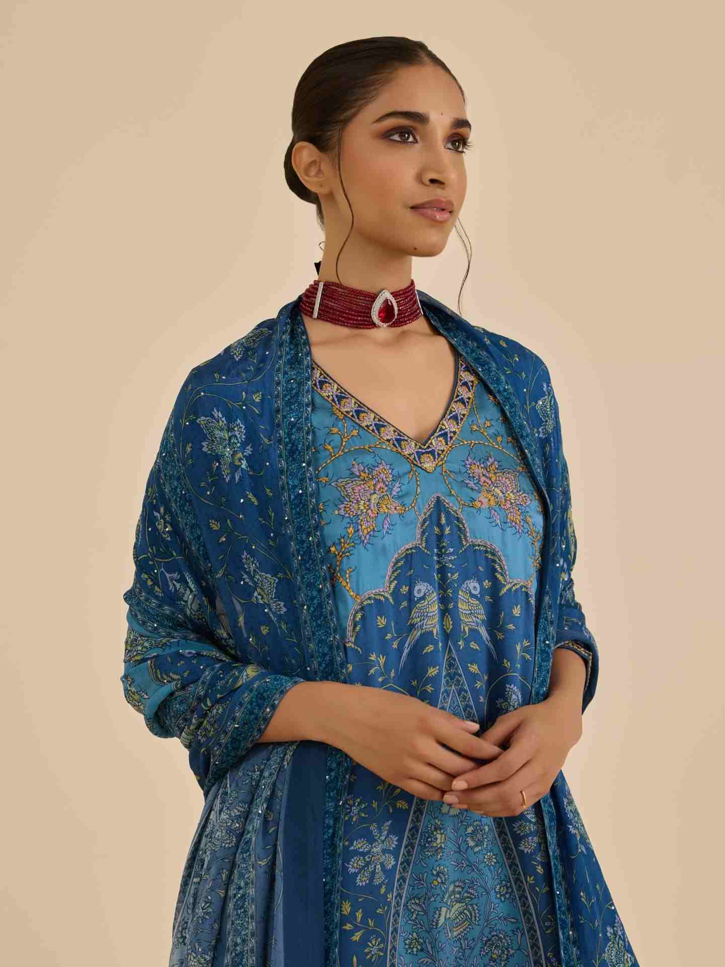 Blue Turquoise Apsara Suit Set