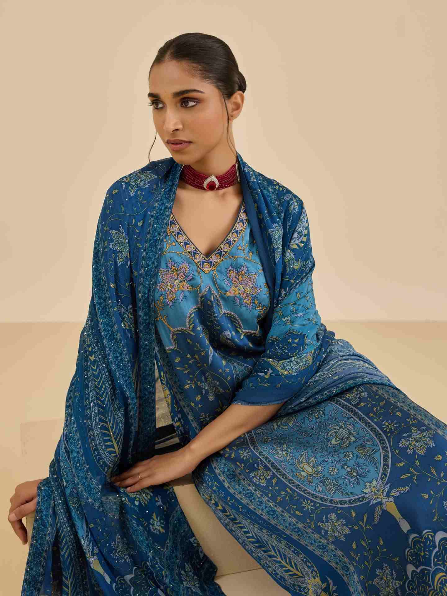 Blue Turquoise Apsara Suit Set