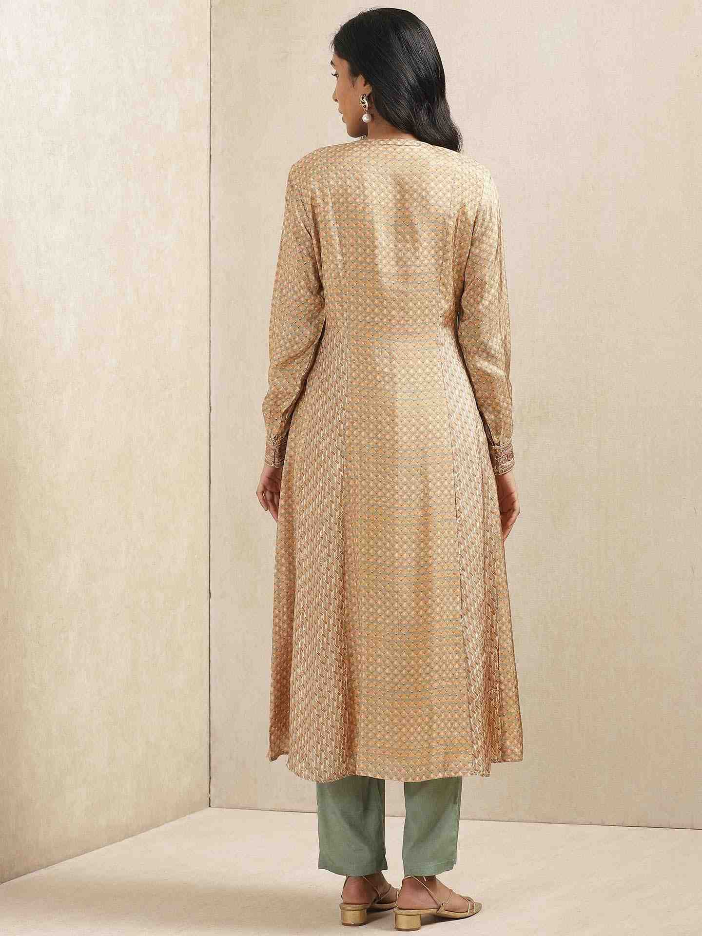 Beige & Khaki Zeeni Suit Set