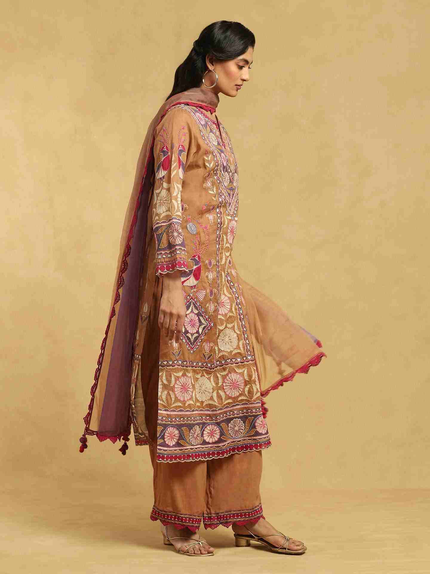 Beige Chiriya Cotton Suit Set