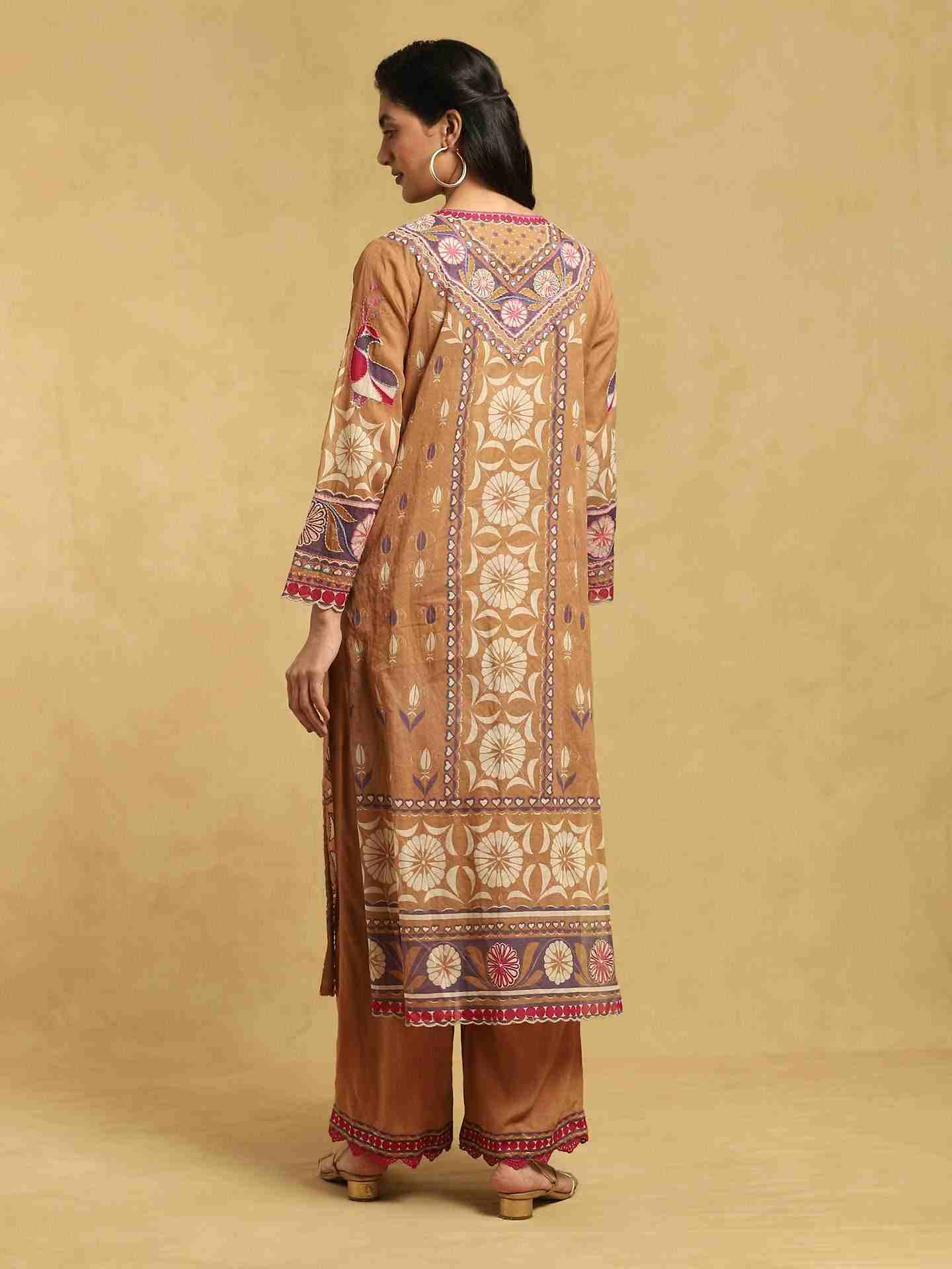 Beige Chiriya Cotton Suit Set
