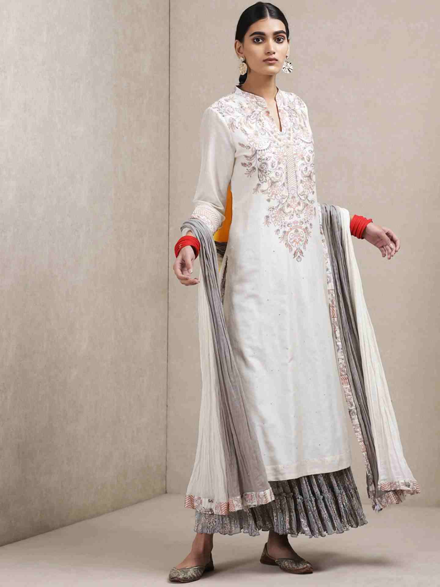 Ivory Urja And Ulfat Chanderi Sharara Set