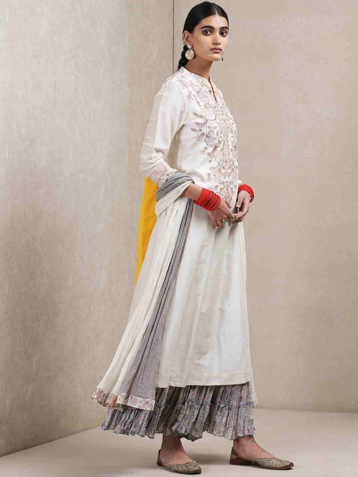 Ivory Urja And Ulfat Chanderi Sharara Set