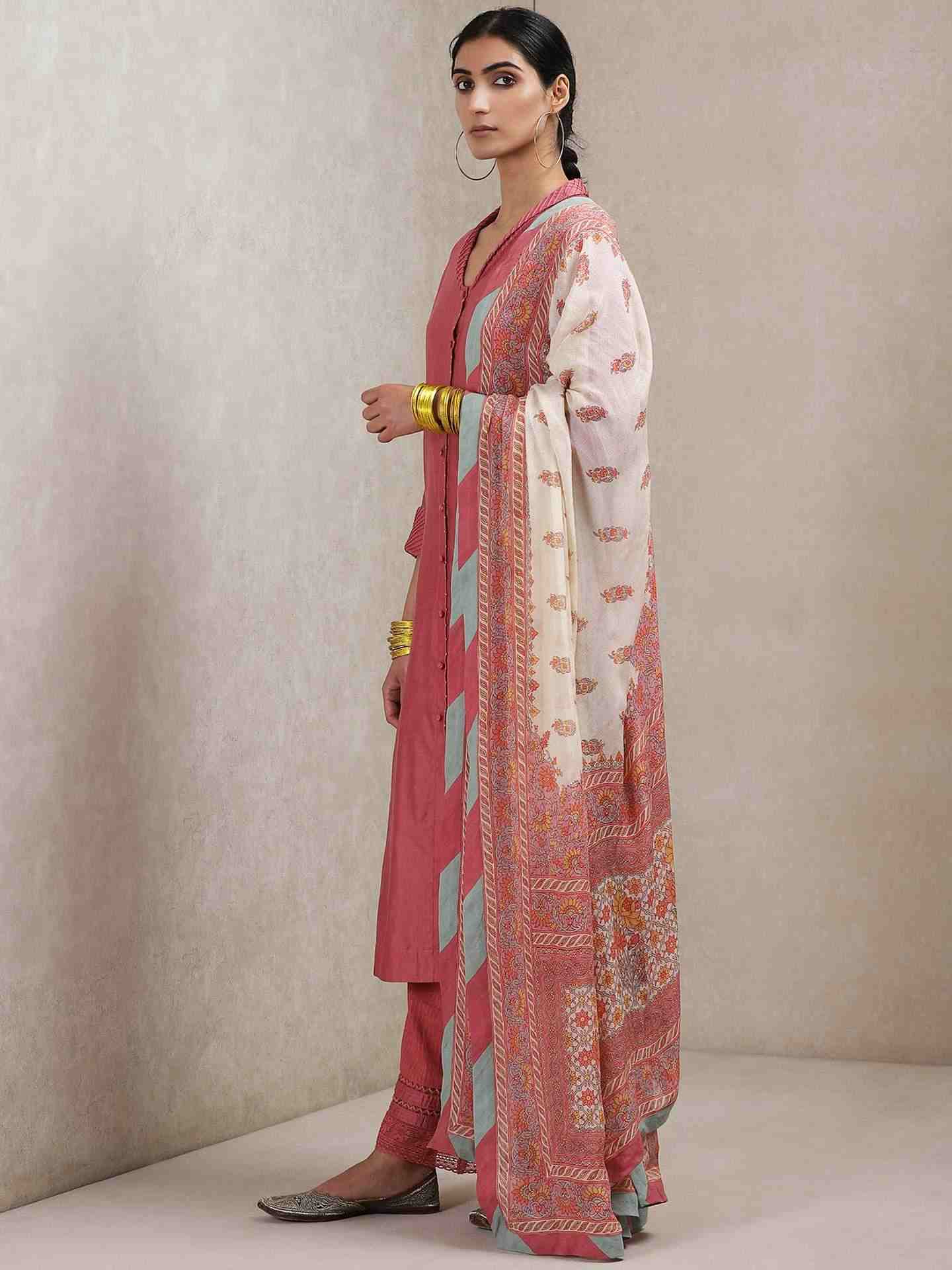 Pink Erham Chanderi Suit Set