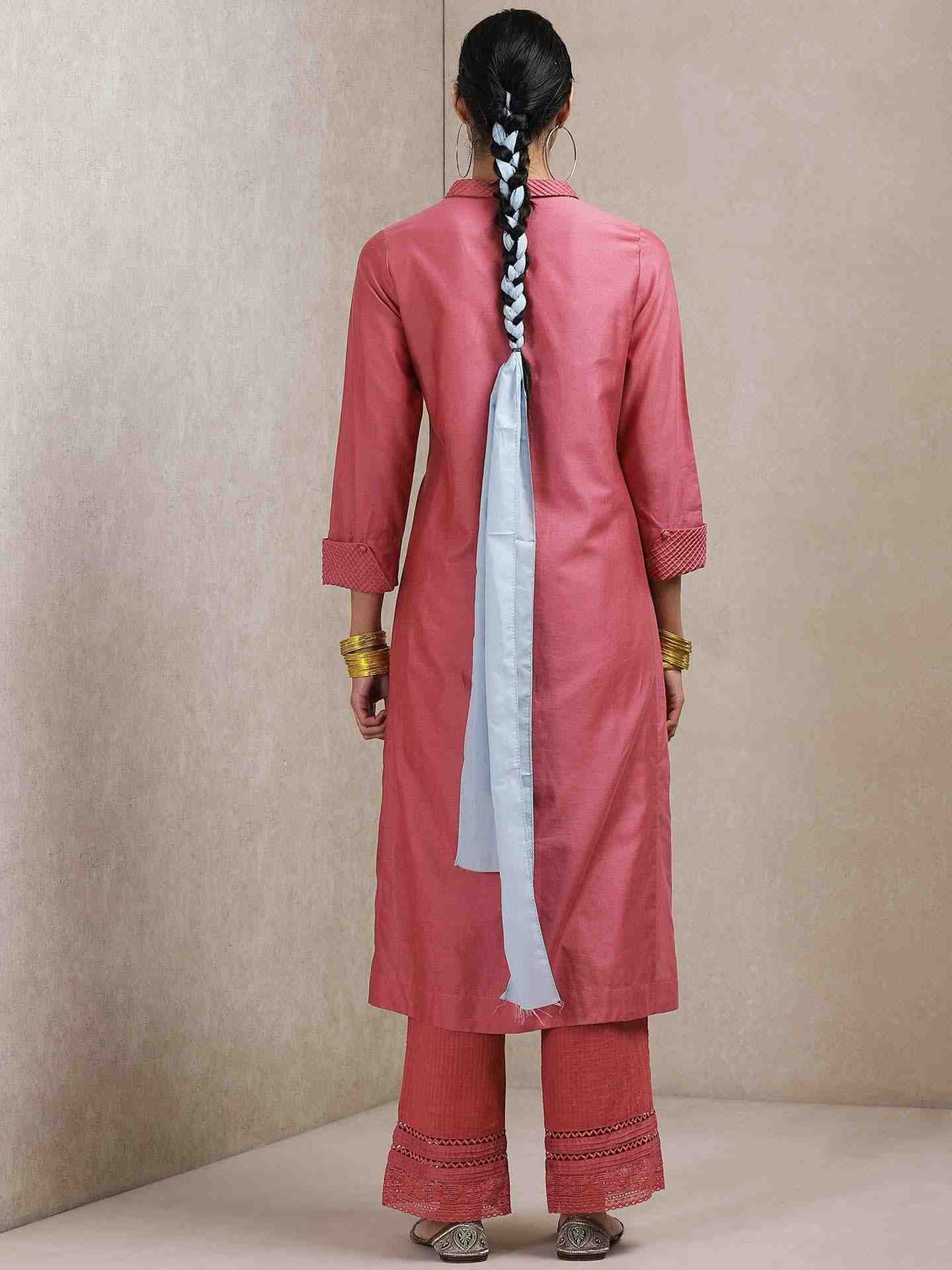 Pink Erham Chanderi Suit Set