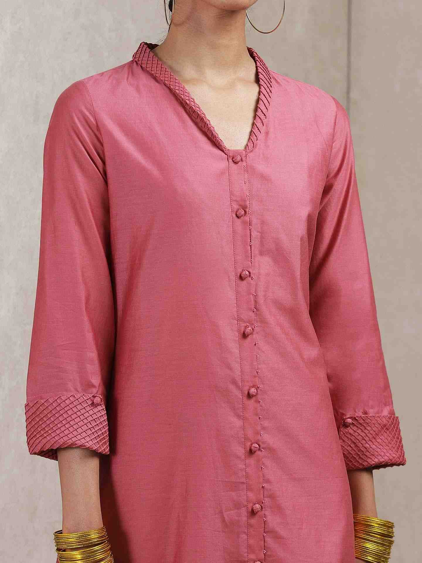 Pink Erham Chanderi Suit Set