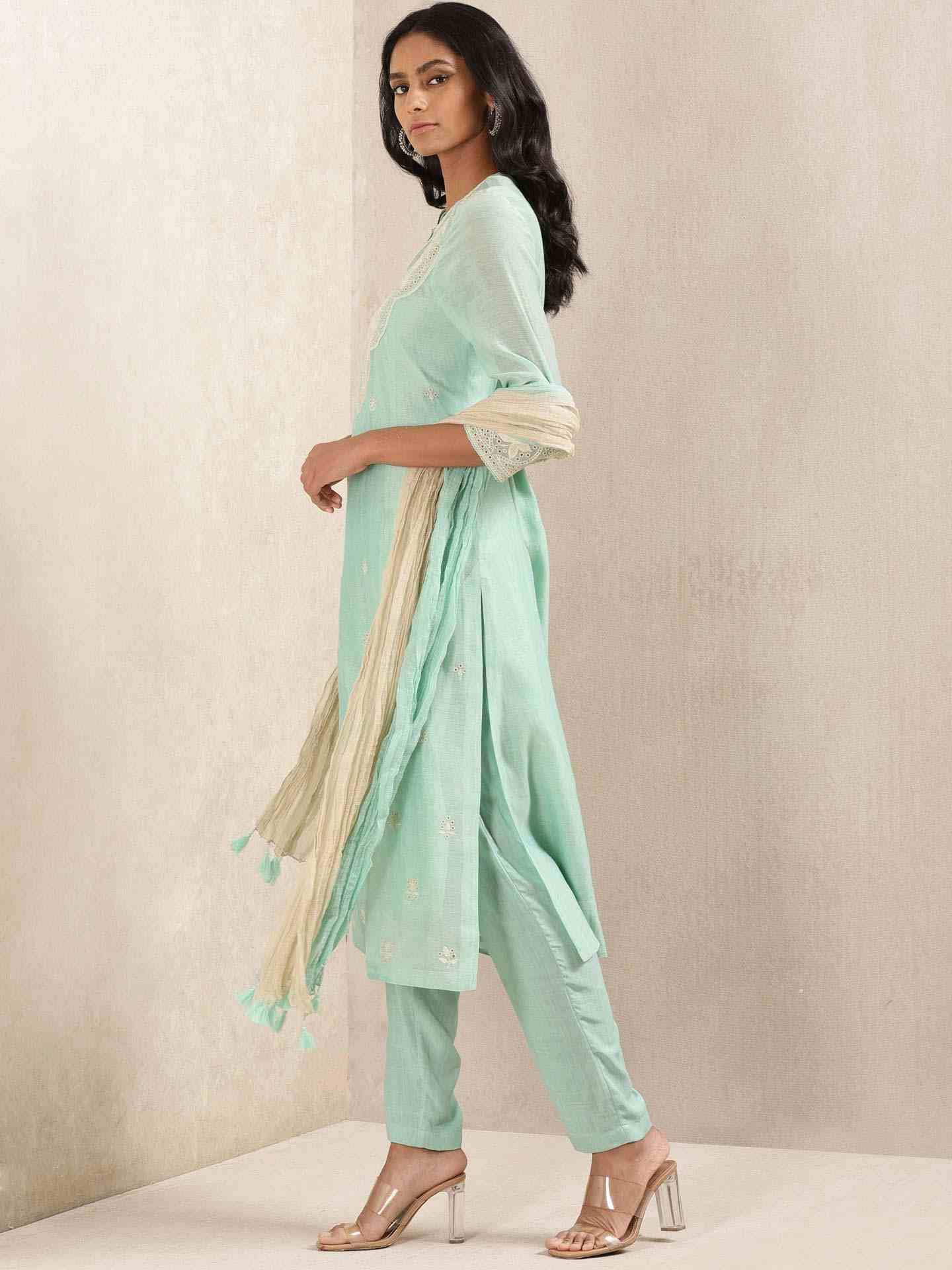 Aqua Ganges Chanderi Suit Set