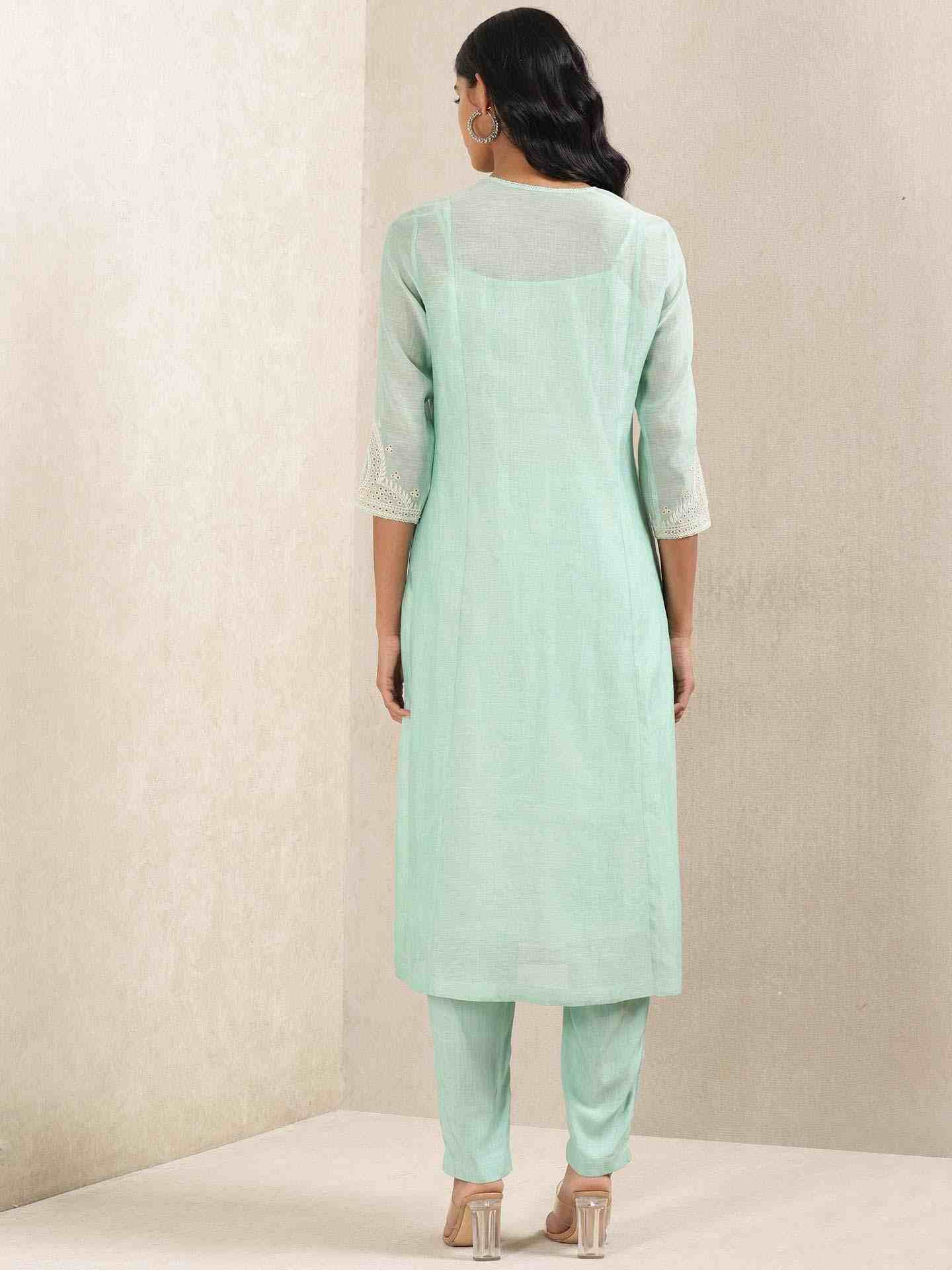 Aqua Ganges Chanderi Suit Set