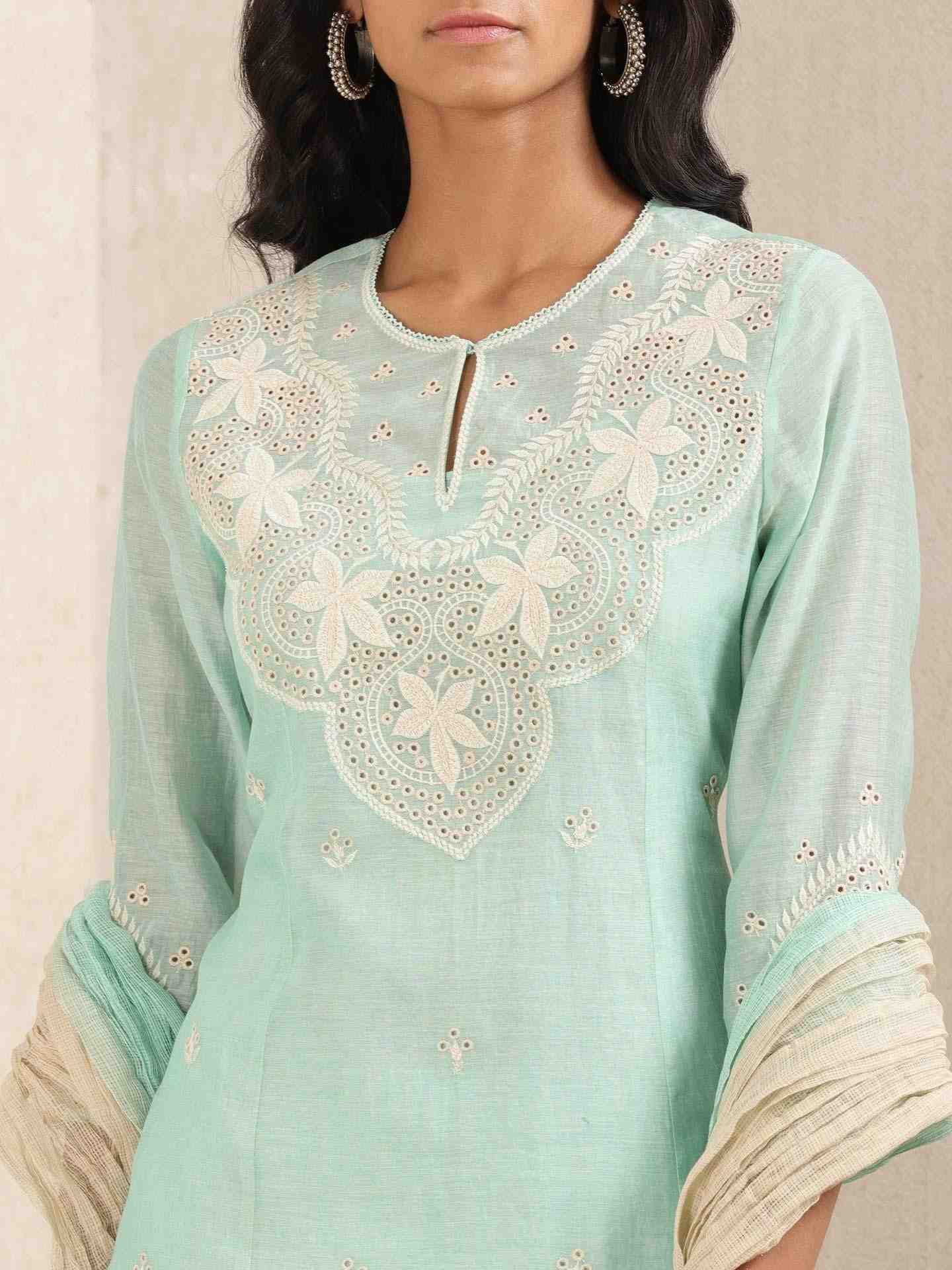 Aqua Ganges Chanderi Suit Set