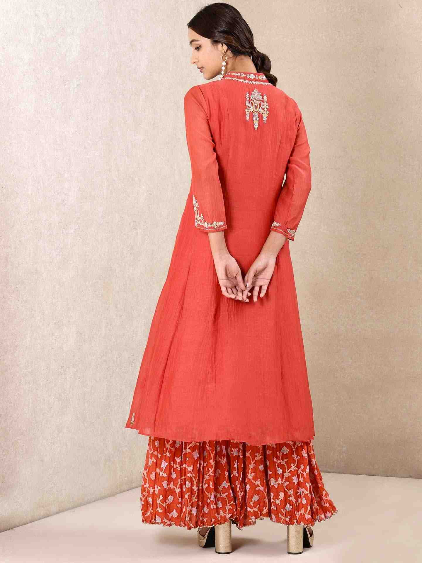 Coral Begum Chanderi Sharara Set