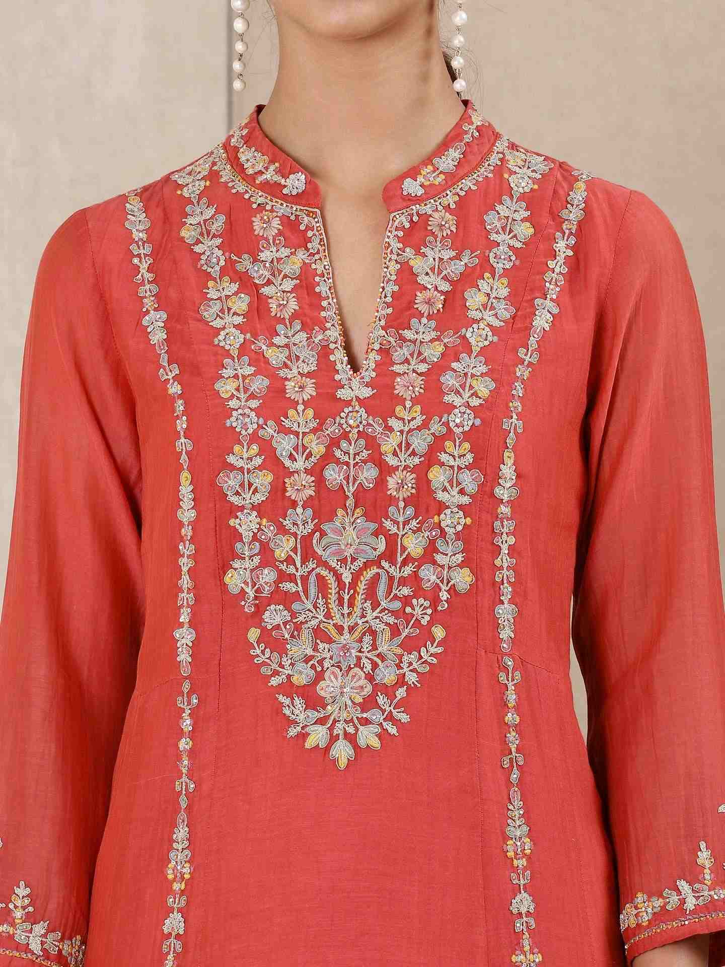 Coral Begum Chanderi Sharara Set