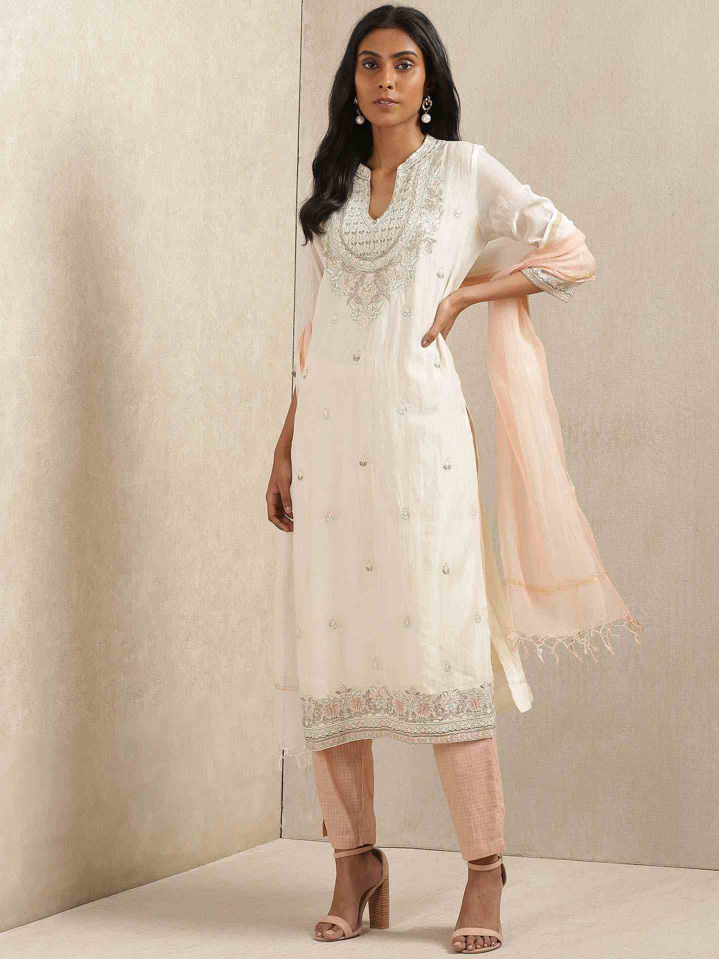 Ivory Rasbhari Chanderi Suit Set