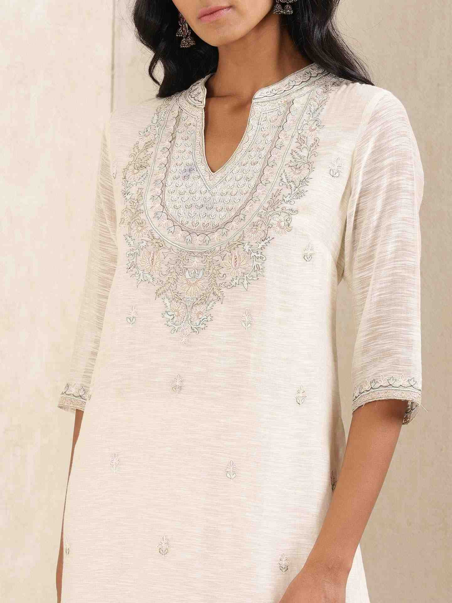 Ivory Rasbhari Chanderi Suit Set