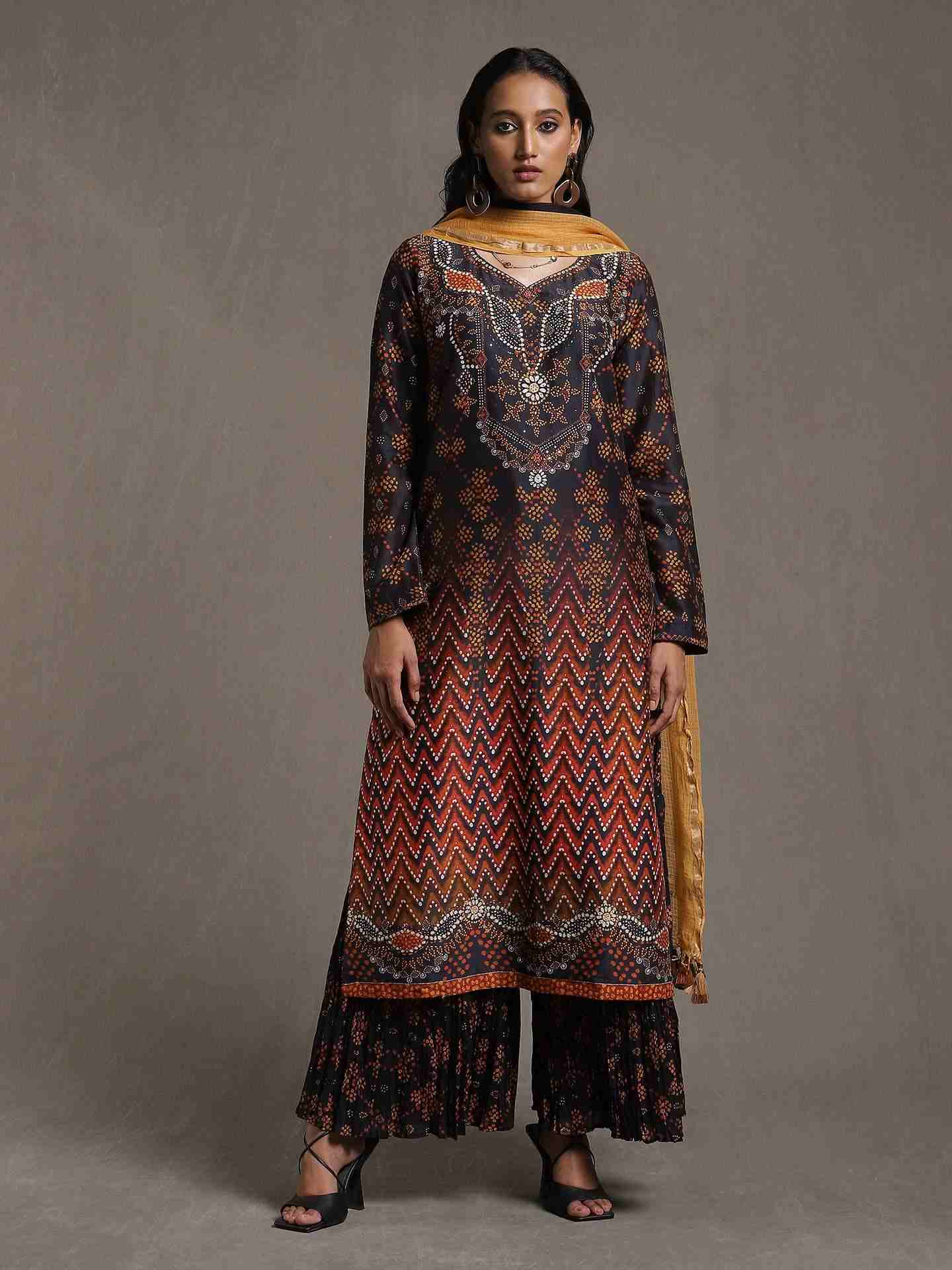 Black Ezra Chanderi Suit Set