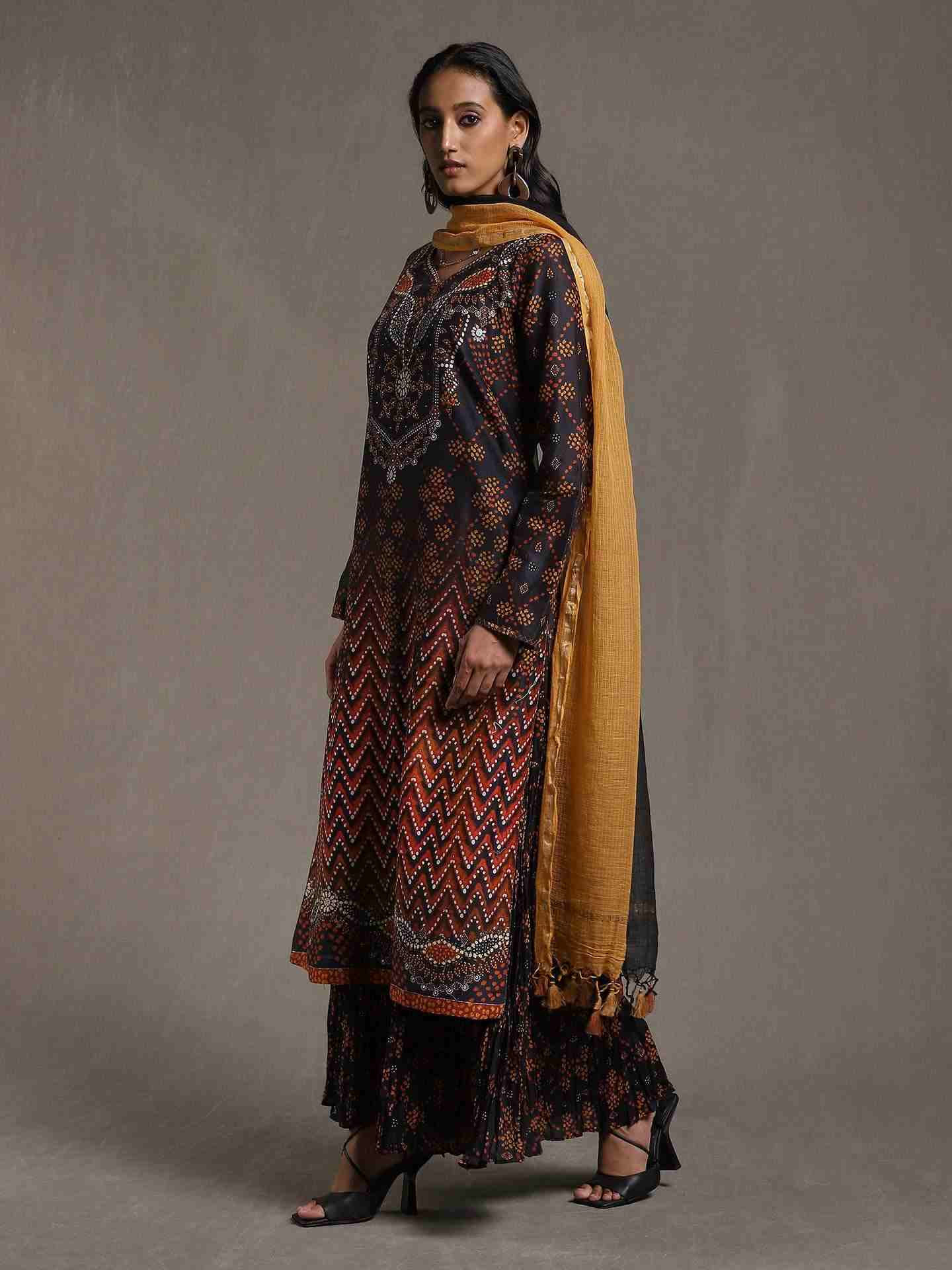 Black Ezra Chanderi Suit Set
